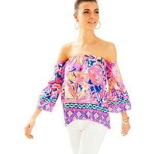 EUC Lilly Pulitzer Sanilla Silk Off Shoulder Top S